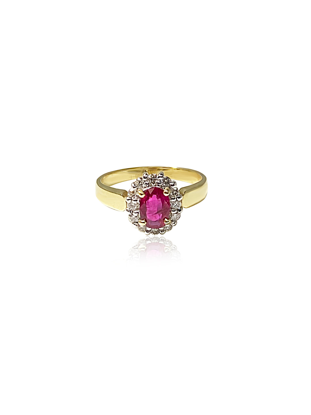 Princess Diana Inspired Ruby Ring with Diamond Halo