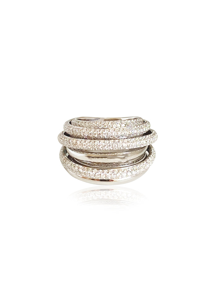 Wraparound Pave White Diamond Chunky Dome Ring