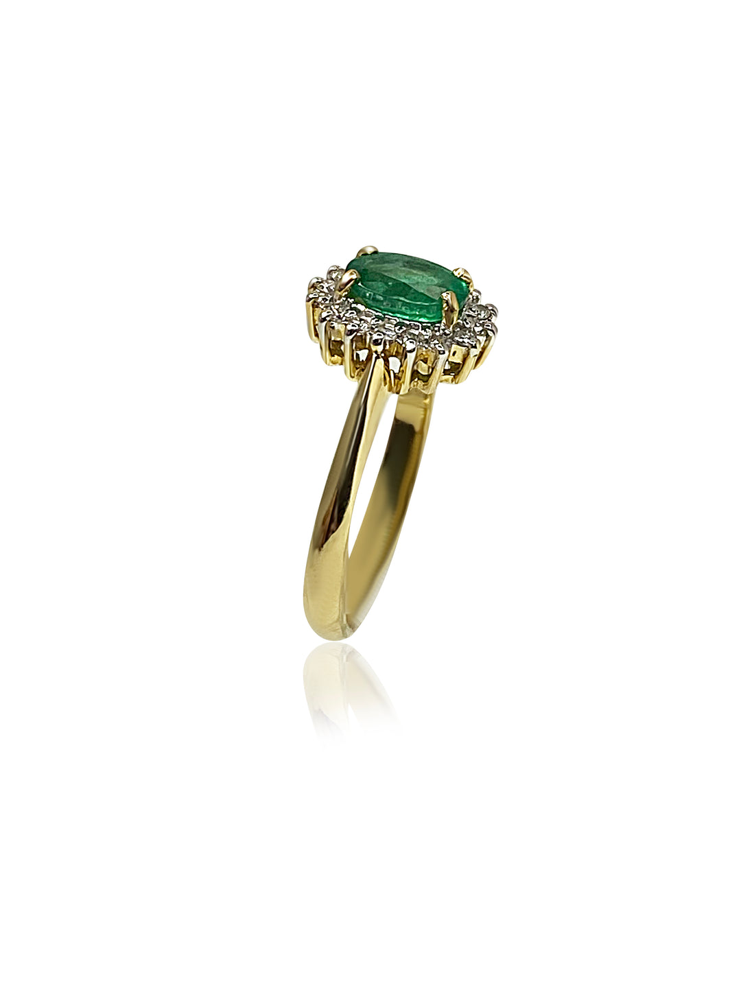 Princess Diana Inspired  Engagement Emerald Ring with Diamond Halo