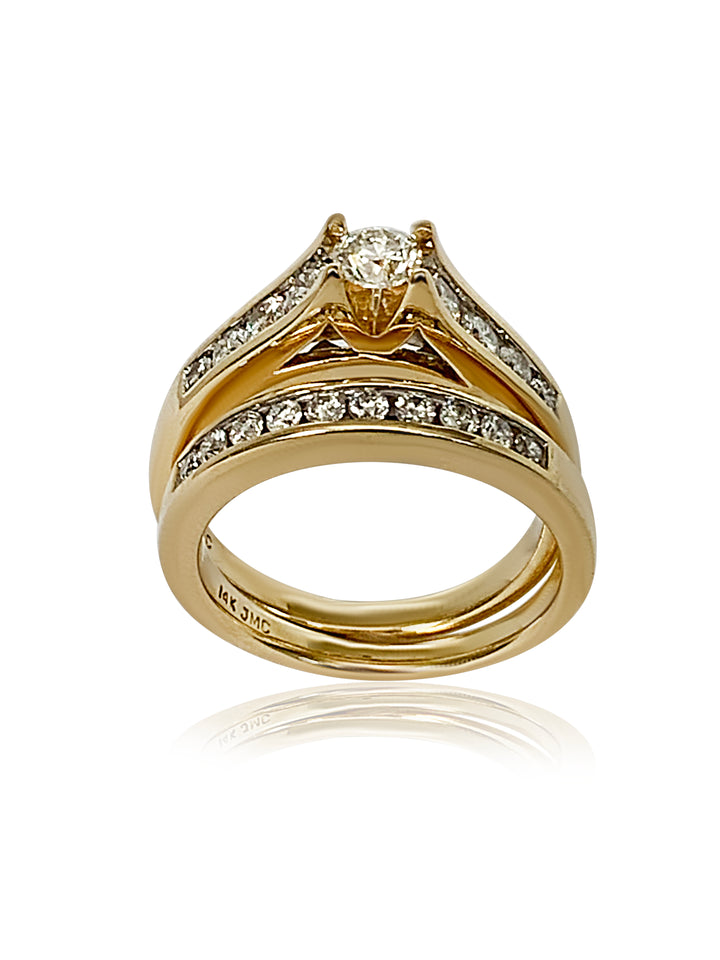 Diamond Channel-Set Bridal Duo in 14K Yellow Gold