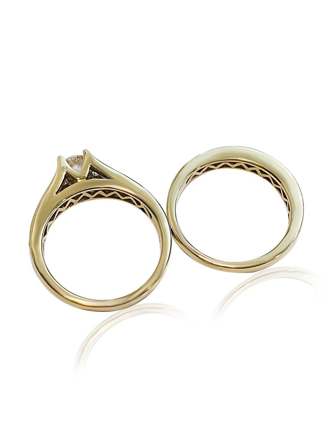 Diamond Channel-Set Bridal Duo in 14K Yellow Gold